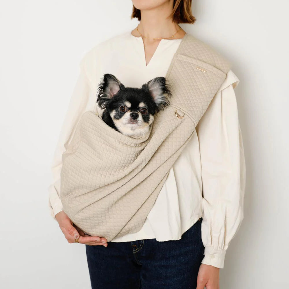 Graph Check Dog Sling with Mesh (Adjustable Size, Name Embroidery Available)