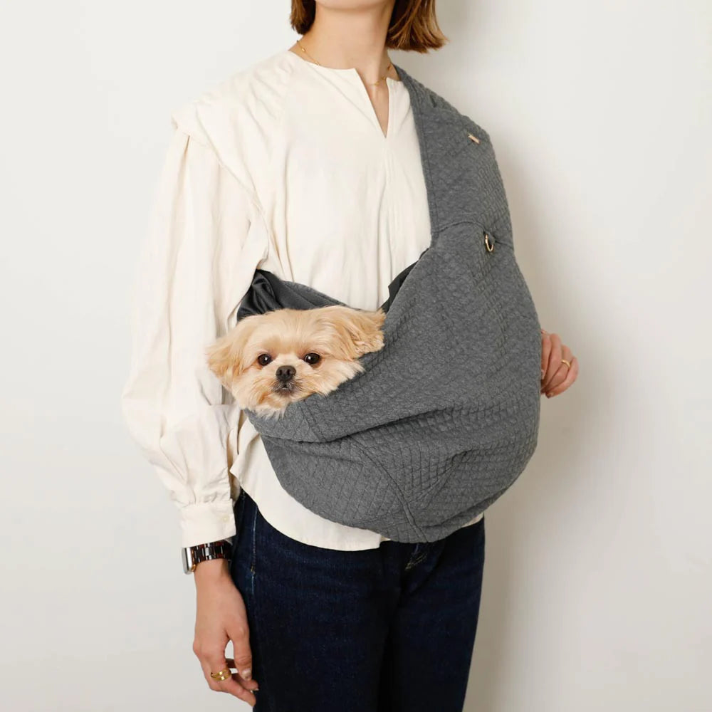 Graph Check Dog Sling with Mesh (Adjustable Size, Name Embroidery Available)