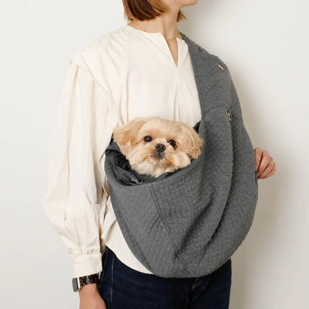 Graph Check Dog Sling with Mesh (Adjustable Size, Name Embroidery Available)
