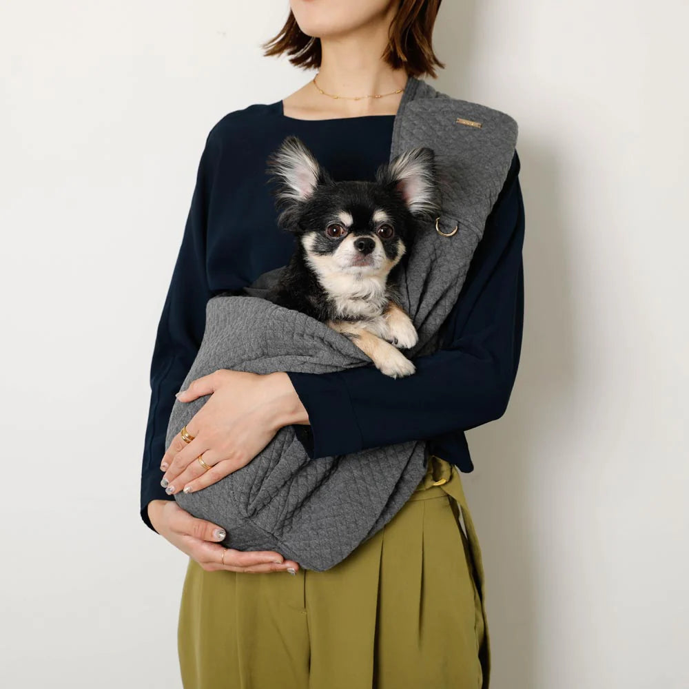 Graph Check Dog Sling with Mesh (Adjustable Size, Name Embroidery Available)